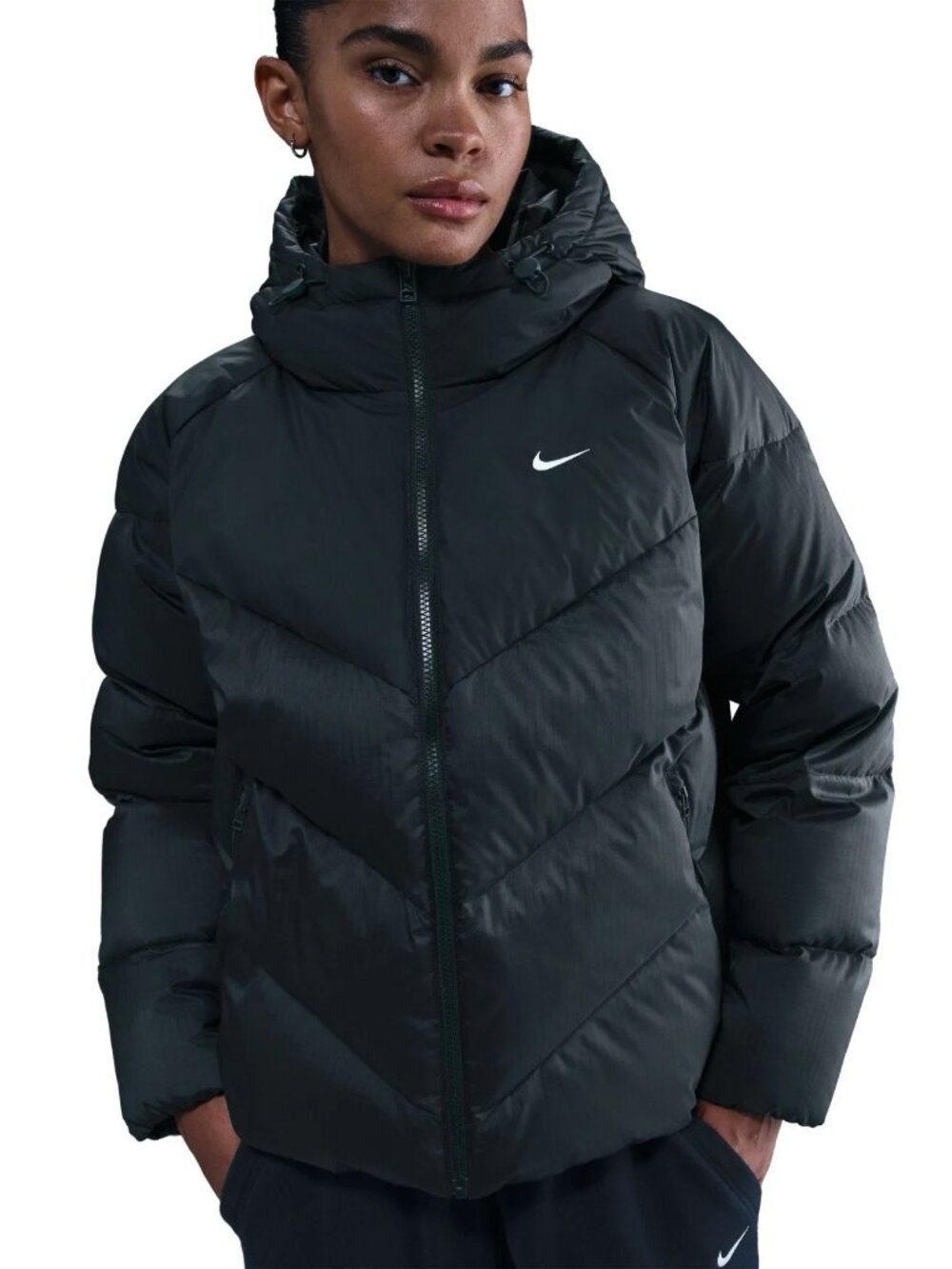 Nike Women's Sportswear Windpuffer Hooded Down Jacket Seaweed Green, Size M